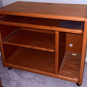 Wooden Rolling Storage Cabinet with File Drawer and Shelving
