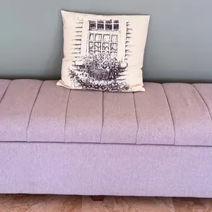 Gray Upholstered Storage Bench With Lift-Top Lid