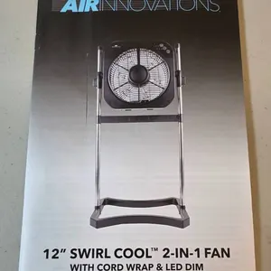 Air Innovations 12-Inch Swirl Cool 2-in-1 Fan with Cord Wrap and LED Dim