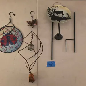 Windspinner Set with Copper Butterfly, Glow-In-The-Dark Ball, Sun Catcher, and Metal Deer Silhouette