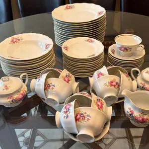 Karolina Fine Porcelain Floral Dinnerware Set, Service for 13, Made in Poland