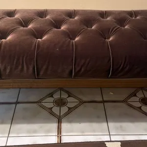 Tufted Velvet Upholstered Bench with Wooden Legs
