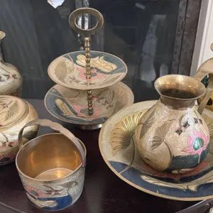Brass Decor Collection with Hand-Painted Floral Designs, Made in India