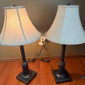 Table Lamps with Fabric Shades and Black Bases