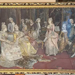 Ettore Simonetti Roma Framed Artwork Depicting 18th Century European Salon Scene