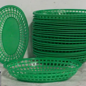 CASE OF 24 GREEN PLASTIC OVAL BASKETS