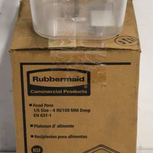 NEW CASE OF 6 RUBBERMAID 1/6 SIZE 4" DEEP POLY