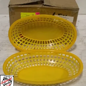 CASE OF 36 YELLOW PLASTIC OVAL BASKETS