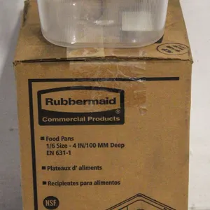 NEW CASE OF 6 RUBBERMAID 1/6 SIZE 4" DEEP POLY