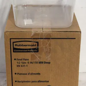 NEW CASE OF 6 RUBBERMAID 1/2 SIZE 6" DEEP POLY