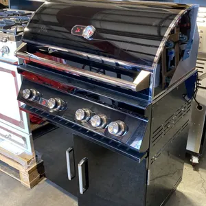 BONFIRE MODEL CBF4DD-B. BLACK STAINLESS STEEL 34" 4 BURNER PROPANE GRILL