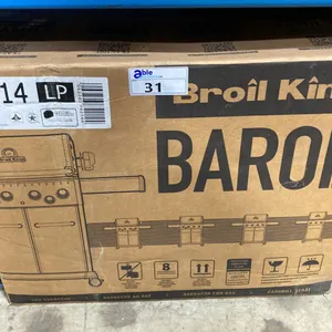 BROIL KING MODEL 874214. BARON 320 PRO BLACK STAINLESS STEEL PROPANE GRILL WITH BLUE LED LIGHT