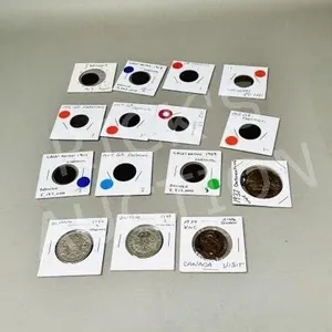 11 vintage Farthing coins & 4 UK coins