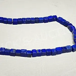 Lapis Lazuli cube bead bracelet & earrings