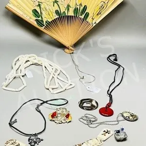 Asian theme jewelry & hand painted fan