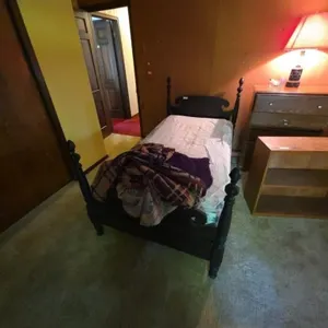 Vintage Dark Wood Four-Poster Bed Frame