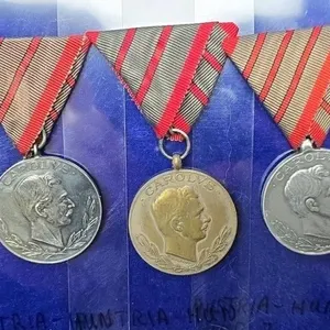 3pc WWI Austro-Hungarian Karl I Wound Medal Lot ï¿½