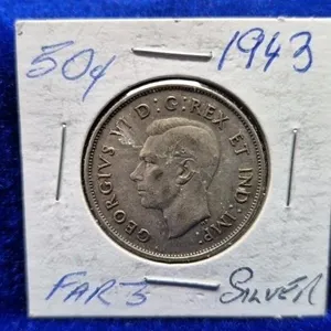 1943 Canadian Silver 50 Cent Piece Far 3