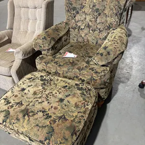 Armchair with foot rest ottoman