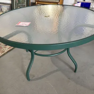Metal table with glass top, 42 inch
