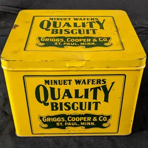 3# TIN LITHO BIN MINUET WAFERS QUALITY BISCUIT GRIGGS COOPER & CO ST PAUL MINNESOTA CRACKER