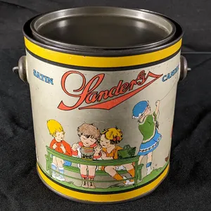 2 1/2# TIN LITHO CAN SANDER'S SATIN CANDIES CANDY