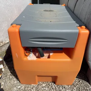 DEF storage Tank with 12 Volt Pump - Tank is 1/2 full - 25” tall x 22” wide x 33” long