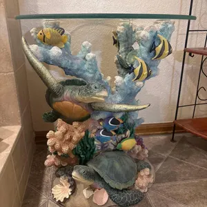 HAND PAINTED RESIN MARINE LIFE SIDE TABLE