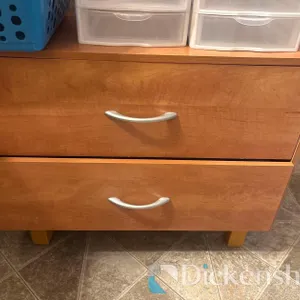 TWO-DRAWER CABINET AND TABLE WITH FOLDING LEAVES