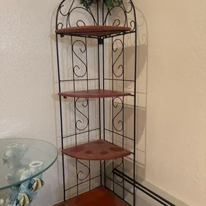 BLACK METAL FRAME CORNER FOUR-TIER SHELF