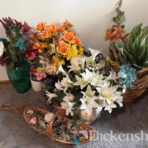 FAUX FLOWERS WITH VASES AND BASKETS