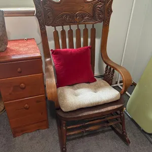 OAK WOOD CARVED ROCKING CHAIR