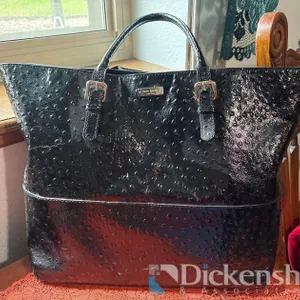 KATE SPADE OSTRICH EMBOSSED BLACK HAND BAG