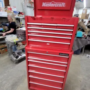 Mastercraft Two-Piece Rolling Tool Chest with Top Box and Bottom Cabinet