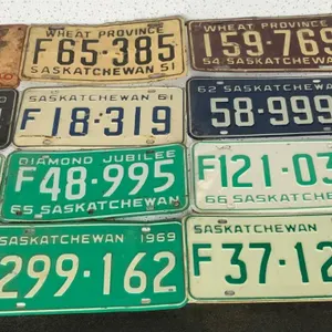1930’s, 1940’s, 1950’s, 1960’s and later Saskatchewan Plates