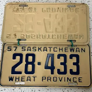 1957 Matched Saskatchewan License Plates