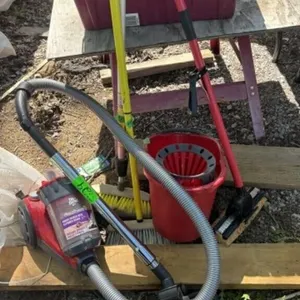 Scrub Brushes, Dirt Devil Vacuum, Mop & Bucket