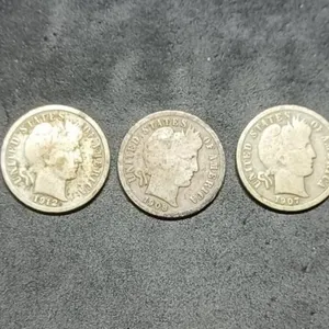 5 Nice Barber Silver Dimes