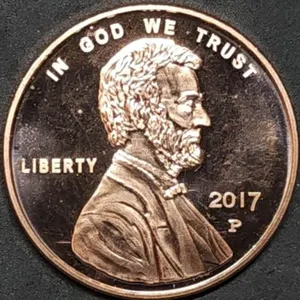 1oz Copper Bullion 2017 Lincoln Cent Round BU