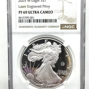 2025-W American Silver Eagle, NGC Graded PF 69
