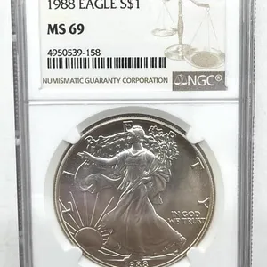 1988 American Silver Eagle, NGC Graded MS 69
