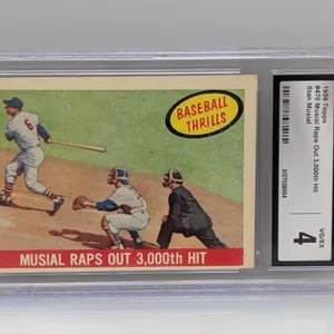 1959 Topps Musial Raps Out 3000th Hit #470 CGC 4