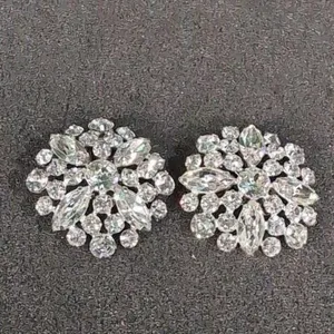 Sherman 1 9/16" clear rhinestone earrings 1960's
