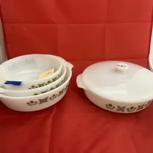 5 Pcs - Fireking Casserole Dishes - 1 Lid