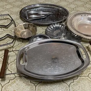 Stainless and plated silver trays