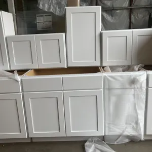 (17 Items total) NEW -  Reliabilt Luxure White Kitchen Cabinet Base - Base (3) 18-in W x 34.5-in H x 24 in D - (1) 12-in  W x 34.5-in H x 24-in D - (1