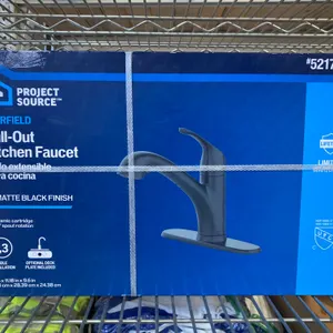 New - Project Source Ever Field Matte Black Silgle Handle Deek - Mount pull-out Kitchen Faucet with sprayer.