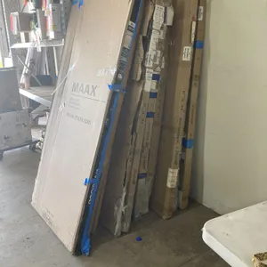 (10 Items total) Assorted Shower Doors Glass Panel Boxes - All missing Hardware and Frames. Please see Pictures.