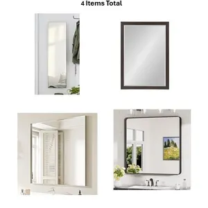 (4) Assorted Wall Mounted Mirror, Different Models, Color and Sizes. Starting at 30-in x 30-in, 27-in x 39-in, 36-in x 36-in, 16-in x 58-in