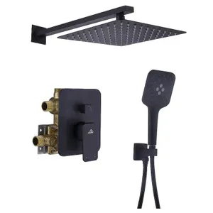New - CASAINC 3-Spray Patterns Matte Black 9.8-in Dual Head Built-In Shower Faucet System with 2-way Diverter ( Pressure-balanced Valve Included ) MRS